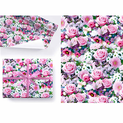 Бумага Цветы лиловые розы 100х70см 5шт