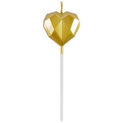 Свеча Сердце Диамант золотое 3,5см/G