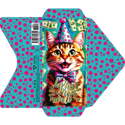 Конверт д/денег Кот в колпаке в горошек