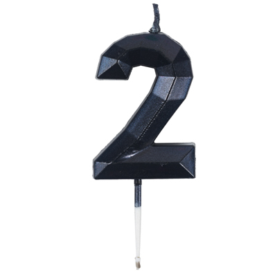 Свеча -цифра "2" Диамант черная 4,5см/V