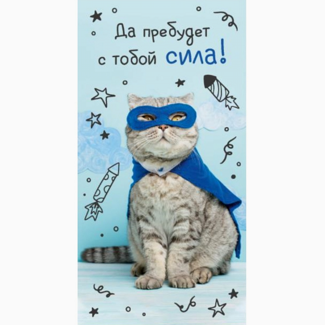 Конверт д/денег Кот супер-герой