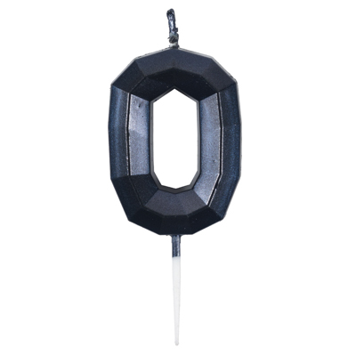 Свеча -цифра "0" Диамант черная 4,5см/V