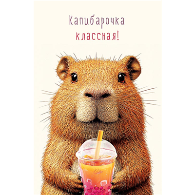 Открытка Капибарочка классная