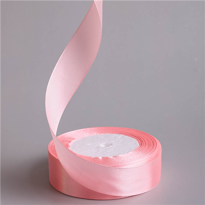 Лента атлас 25ммх23м розовая пастель/И