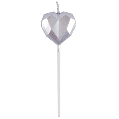 Свеча Сердце Диамант серебряное 3,5см/G
