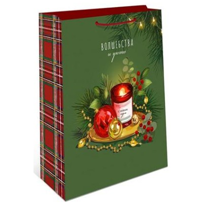 Пакет НГ Уют зелен-красн 18х22х10см