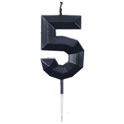 Свеча -цифра "5" Диамант черная 4,5см/V