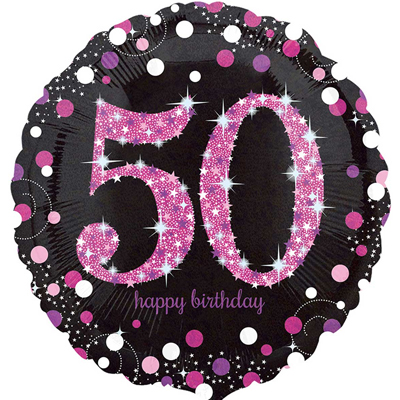 А 18" HB Sparkling Birthday 50 pink S55
