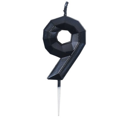 Свеча -цифра "9" Диамант черная 4,5см/V