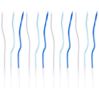 Свечи Волна Голубой Микс 13см 12шт/G