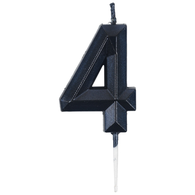 Свеча -цифра "4" Диамант черная 4,5см/V