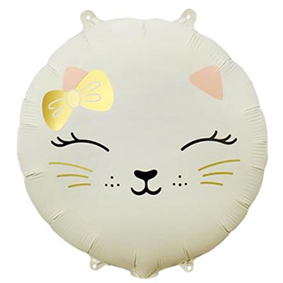 К 18" Кошечка с бантом бежевая