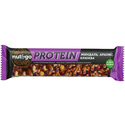 Батончик миндаль арахис клюква Nut&Go36г