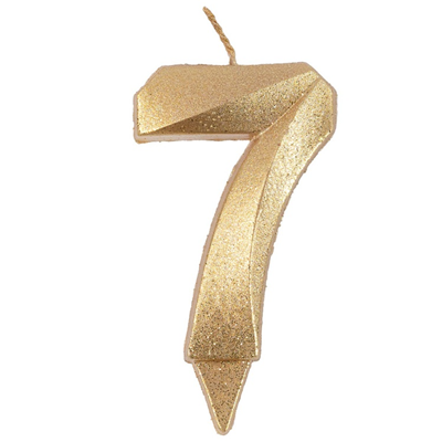 Свеча -цифра "7" Грань золото блеск 7см