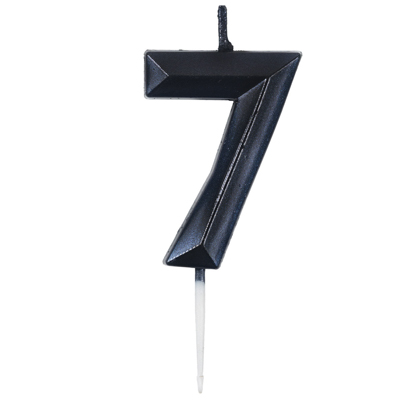Свеча -цифра "7" Диамант черная 4,5см/V