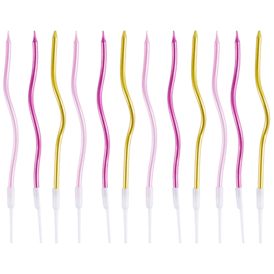 Свечи Волна Розовый Микс 13см 12шт/G