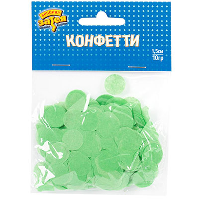 Конфетти Круги тишью Зеленые 1,5см 10грG