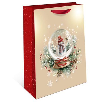 Пакет НГ Шар снеговик 33х42х15см