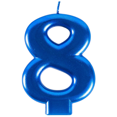 Свеча -цифра "8" Синяя 8см/G