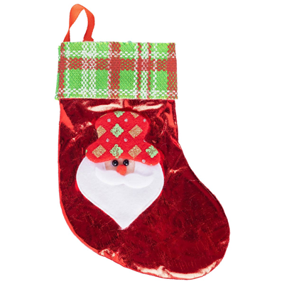 Носок для подар Санта текстиль крас/зелG
