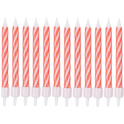 Свечи Спирали с подст Красные 6см 12шт/G
