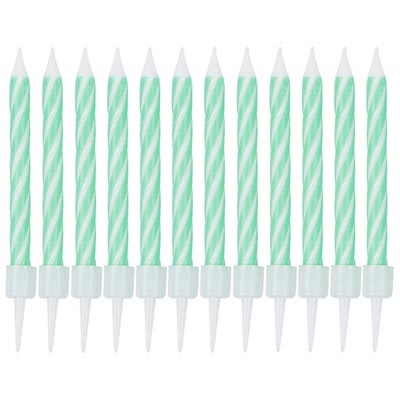 Свечи Спирали с подст Зеленые 6см 12шт/G