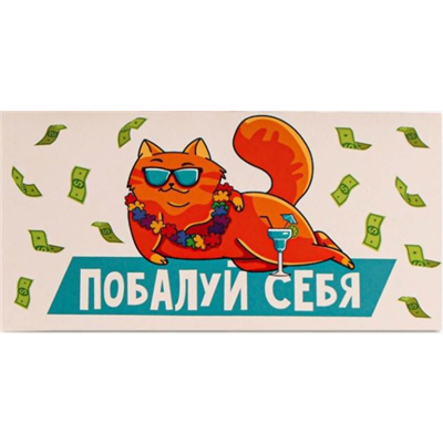 Конверт д/денег Побалуй себя кот