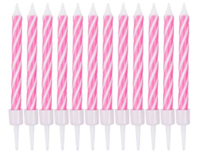 Свечи Спирали с подст Ярко-роз 6см 12штG