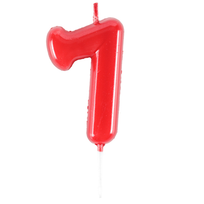 Свеча -цифра "7" Красная 4,5см/V