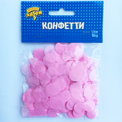Конфетти Круги тишью Розовые 1,5см 10грG