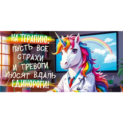 Конверт д/денег На терапию единорог