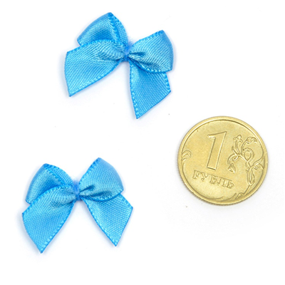 Бантик атласный 1см голубой