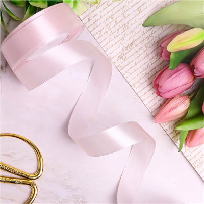 Лента атлас 25ммх23м розовая нежная/И