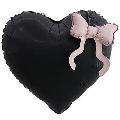 К ФИГУРА Сердце черное Бант розовый