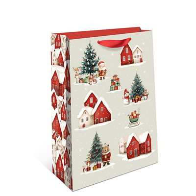 Пакет НГ Домики елки 33х42х15см