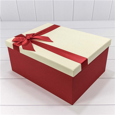 Коробки набор 10шт бант красный/бежевый