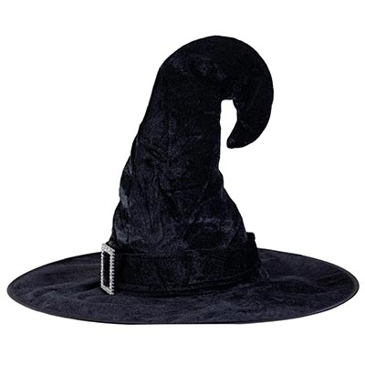 Шляпа ведьмы Люкс черная бархат 38см/G