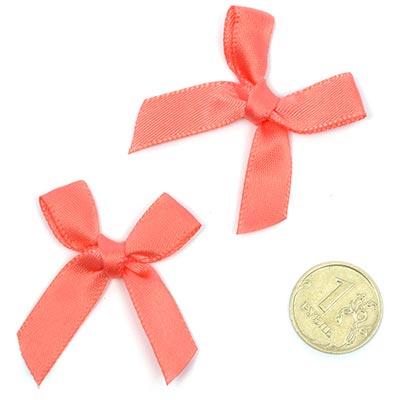 Бантик атласный 3,5см коралловый