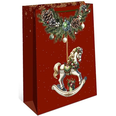 Пакет НГ Игрушки на красном 18х22х10см