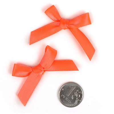 Бантик атласный 3,5см оранжевый неон