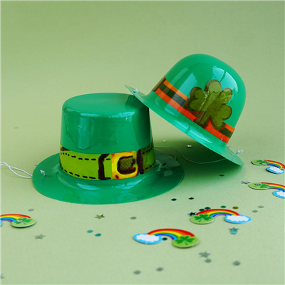 Шляпа котелок пласт мини зеленый 12см/А