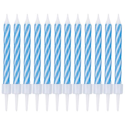 Свечи Спирали с подст Синие 6см 12шт/G