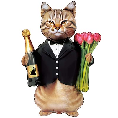 К ФИГУРА Кот с тюльпанами и шампанским