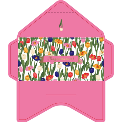 Конверт д/денег Цветы Поздравляем