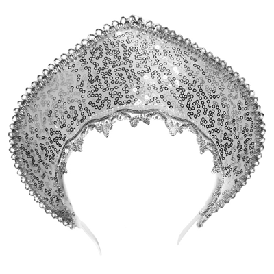 Кокошник-Ободок пайетки серебро