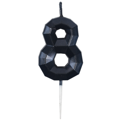 Свеча -цифра "8" Диамант черная 4,5см/V