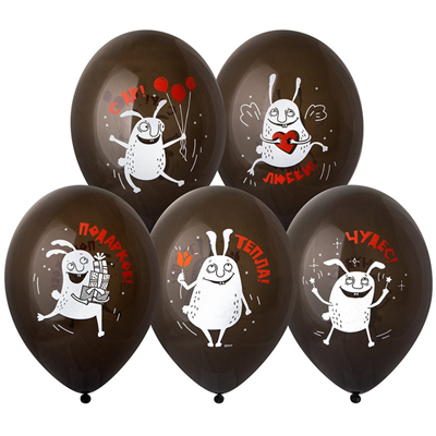 Шар с рис 14" С ДР Пожелания Заяц 2цв