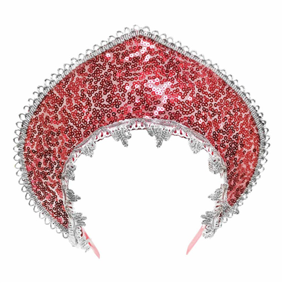Кокошник-Ободок пайетки красный