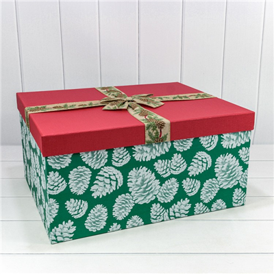 Коробки ЛЮКС 8шт 55х45х27см Шишки зелен