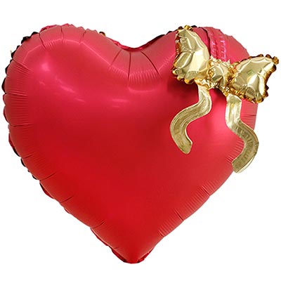 К ФИГУРА Сердце красное Бант золото